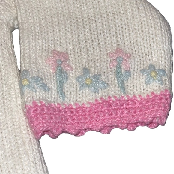 Jillian’s Closet Girls Infant Knit Sweater Easter Bunnies White Pink Spring NWT - Picture 3 of 6